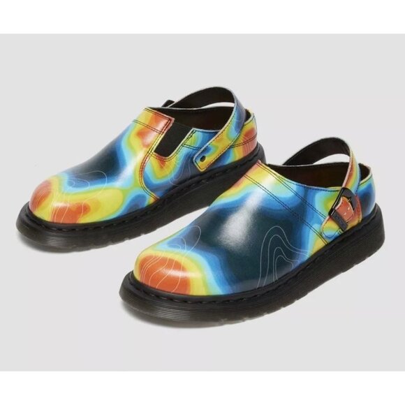 Dr. Martens Clogs Shoes Mens 9 Isham Genix Multicolor Heat Map Slingback Mule - Picture 1 of 12
